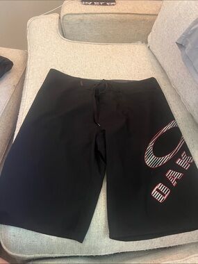 Oakley Black Men's Boardshorts with Red & White Logo